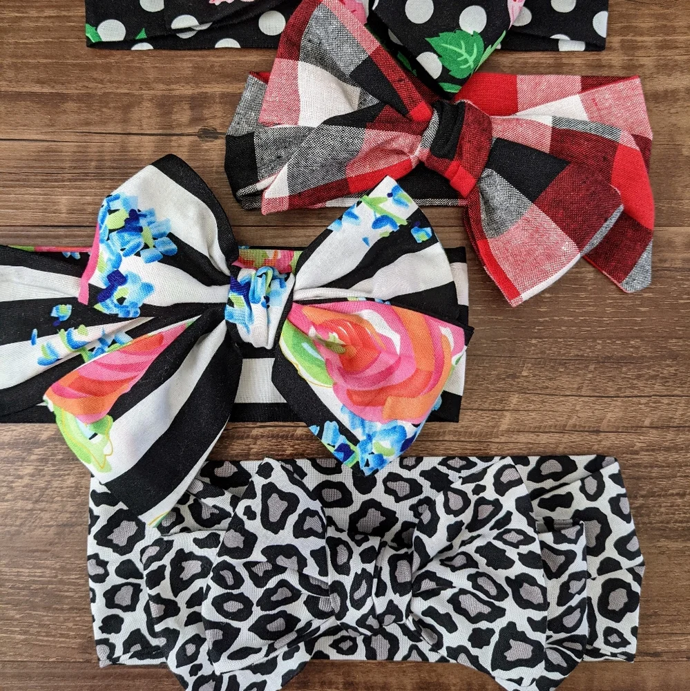Set of 4 Baby Toddler Headwrap Bows